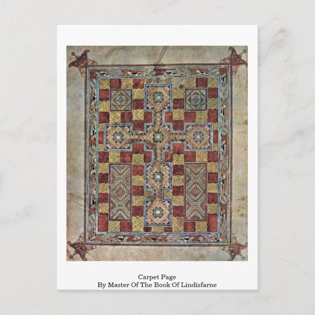 Mäster sida vid Lindisfarnes Bok Vykort (Framsida)