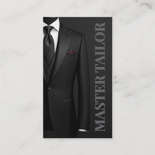 Master Tailor Classic Black Tuxedo Boutique Visitkort (Framsida)