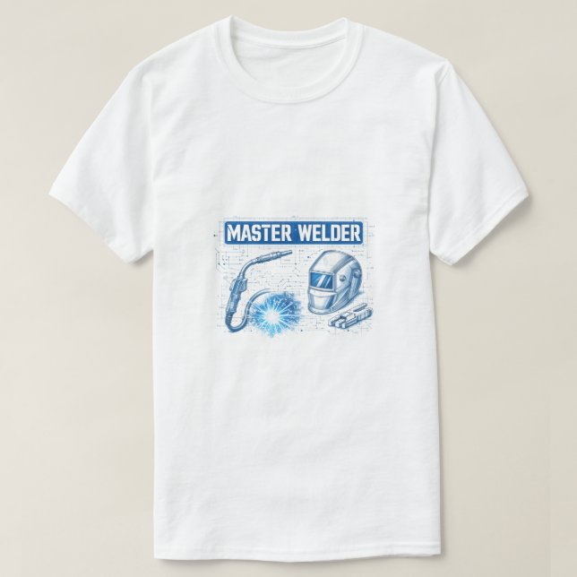 Master Welder Blueprint Technical Schematic Art T Shirt (Design framsida)