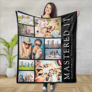 Masterat IT-multifoto-kollage för Studenten Fleecefilt
