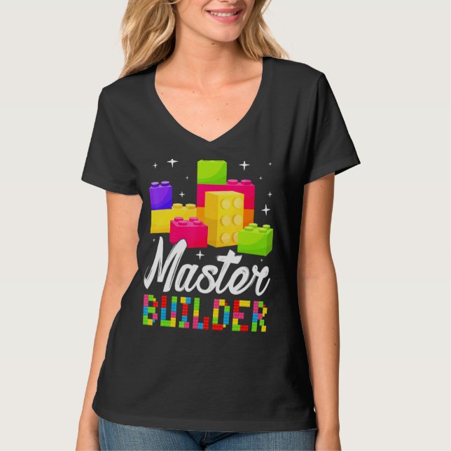 Masterbyggare Bygger blockbrickor för barn T Shirt (Framsida)