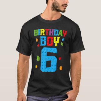 Mästerbyggaren 6e Birthday Boy 6 sex år byggt T Shirt