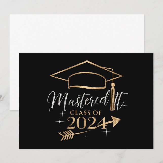 Mastered it class of 2024 Studenten Gifts for her Inbjudningar (Fram/baksida)
