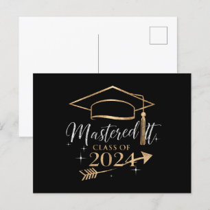 Mastered it class of 2024 Studenten Gifts for her Vykort