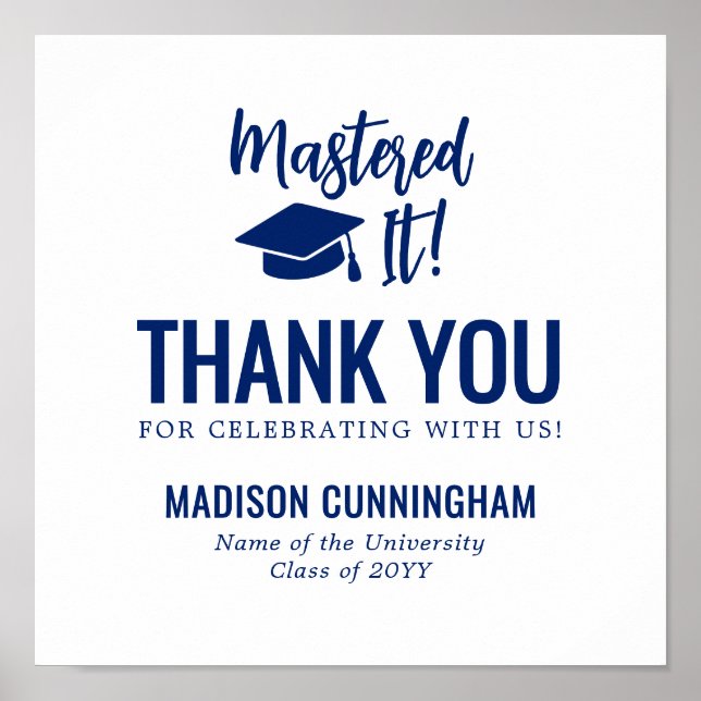 Mastered It Graduation Thank You Sticker Template Poster (Framsidan)