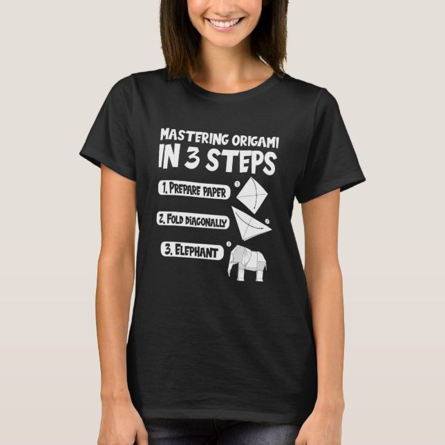 Mastering av Origami i 3 steg papper kranelefant T Shirt (Framsida)