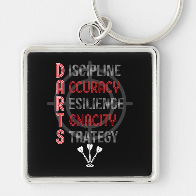 Mastering DARTS: Core Principles Premium Fyrkantig Silverfärgad Nyckelring (Framsidan)