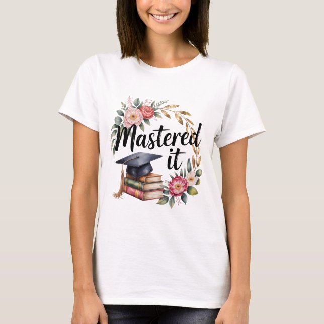 Mästerlig Examen Florala Böcker Kappa Elegant T Shirt (Framsida)