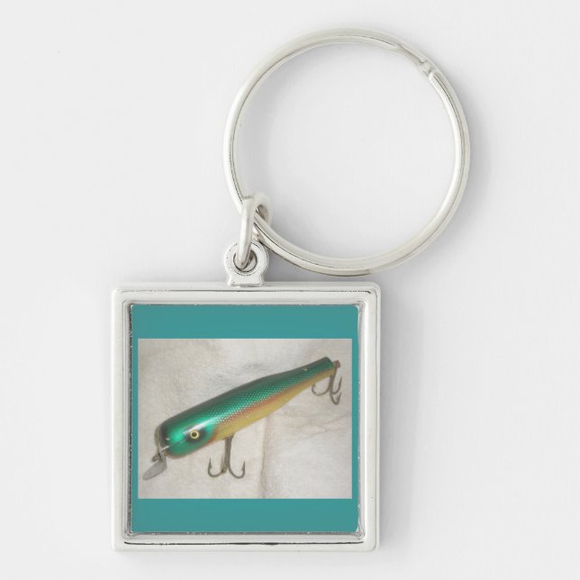 Masterlure Snook eller Rocket Lure Keychain Fyrkantig Silverfärgad Nyckelring (Framsidan)