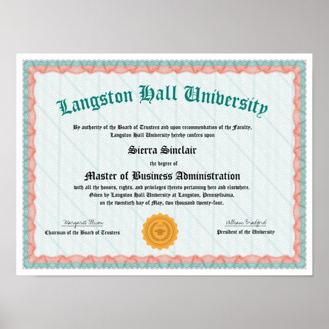 Master's Degree Diploma Replica Poster (Framsidan)