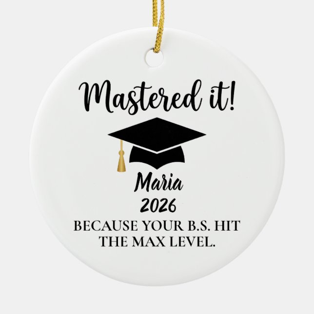 Masters-examensprydnad, högskoleexamen  julgransprydnad keramik (Framsidan)