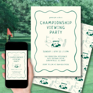 Masters Golf-visningsfest Timmervarv Handritad Grö Inbjudningar