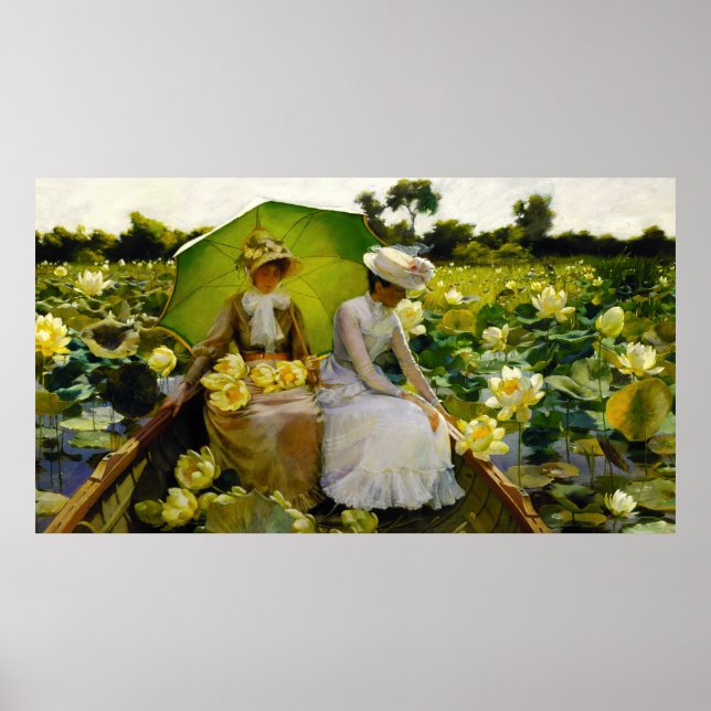 mästerverk LOTUS LILIES - Charles Courtney Curran Poster (Framsidan)