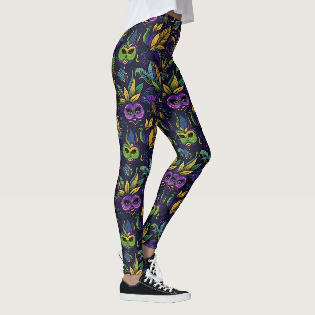 mästerverk Mardi Gras Mask mönster Leggings (Höger)