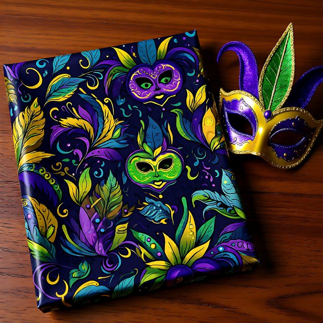 mästerverk Mardi Gras Mask mönster Presentpapper (Masterpiece Mardi Gras Masks pattern Wrapping Paper)