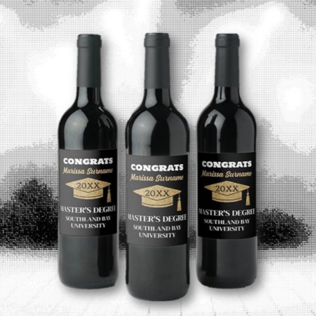 Mästexamen Gratulerar! Beverage Vinflaska Etikett (Skapare uppladdad)