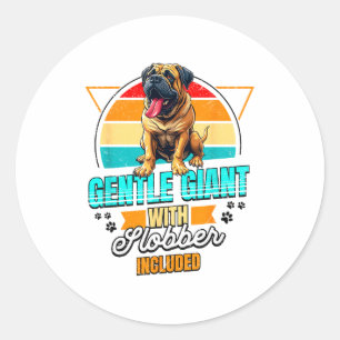 Mastiff-älskare Rollig Mastiff Hund Retro Runt Klistermärke