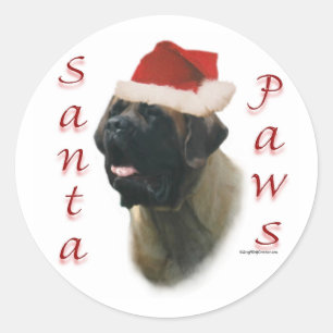 Mastiff (aprikot2) Santa Tassar Runt Klistermärke