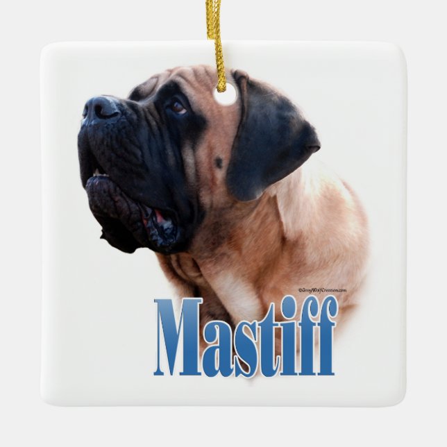Mastiff (aprikot) Namn Julgransprydnad Keramik (Framsida)