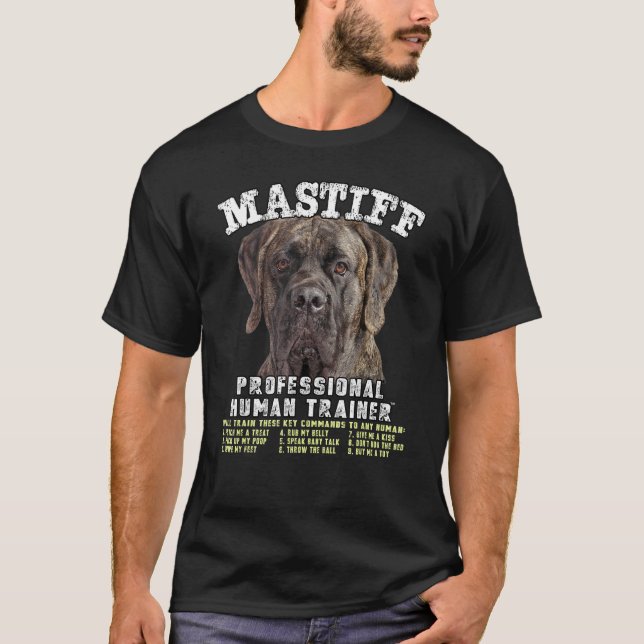 Mastiff Brindle Professionell Human Trainer T Shirt (Framsida)