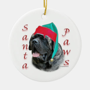 Mastiff (brindle) Santa Tassar Julgransprydnad Keramik