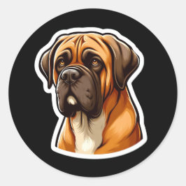 Mastiff Cartoon Sticker Runt Klistermärke