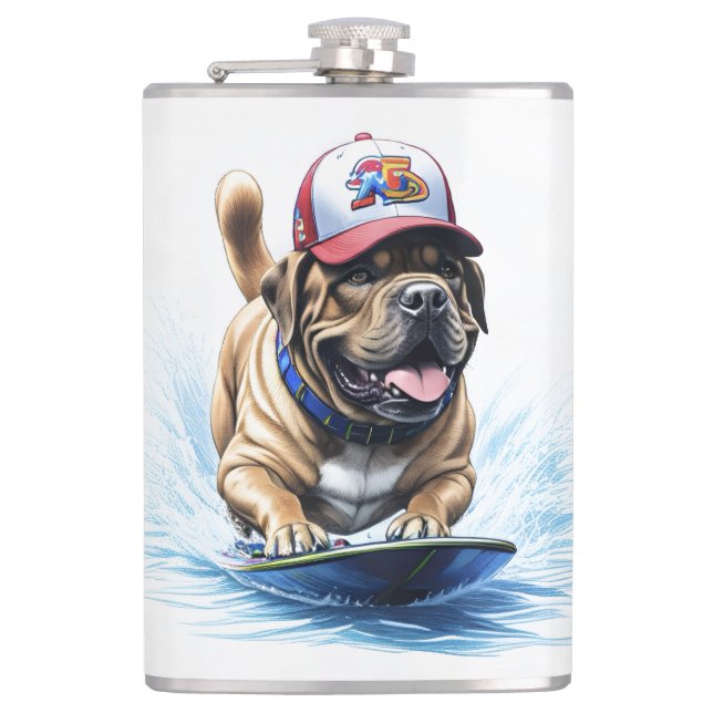 Mastiff englische Dogge Auf Surfbrett Urlaub Fickplunta (Framsidan)
