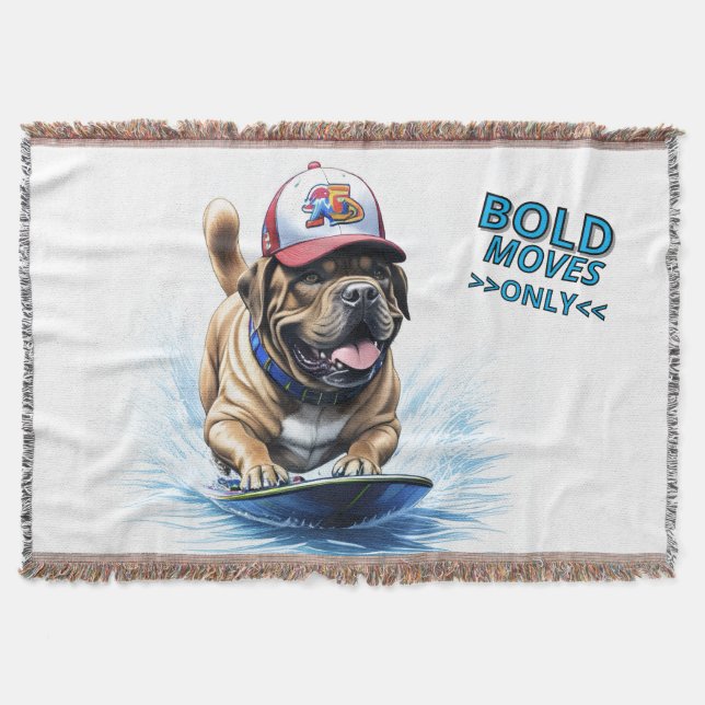Mastiff englische Dogge Auf Surfbrett Urlaub Filt (Framsidan)