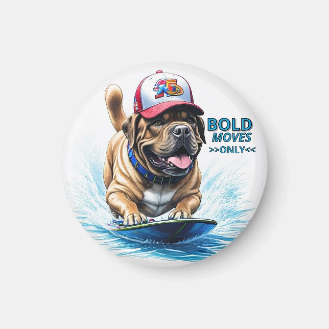 Mastiff englische Dogge Auf Surfbrett Urlaub Magnet (Framsidan)
