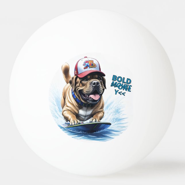Mastiff englische Dogge Auf Surfbrett Urlaub Pingisboll (Framsidan)