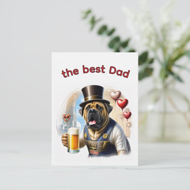 Mastiff englische Dogge best Dad Vatertag Vykort (Stående Fram)