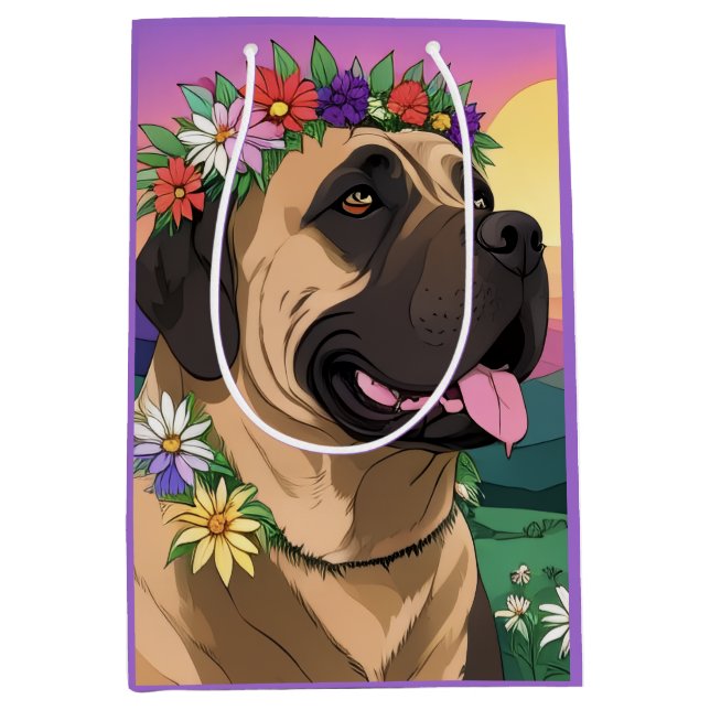 Mastiff englische Dogge mit Blumenkranz Muttertag (Framsidan)