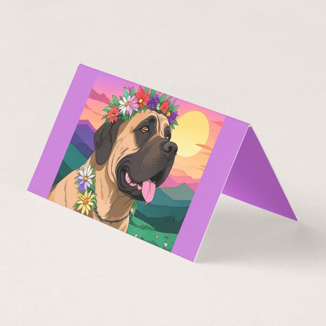 Mastiff englische Dogge mit Blumenkranz Muttertag Kort (Framsida)