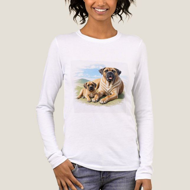 Mastiff englische Dogge mit Kind im Urlaub T Shirt (Framsida)