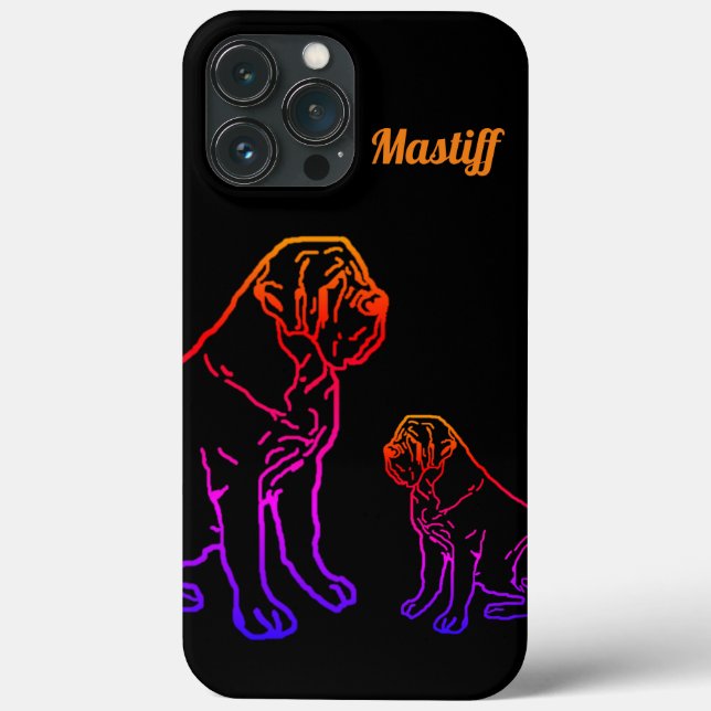 Mastiff englische Dogge Neon Comic Best Wishes (Baksida)
