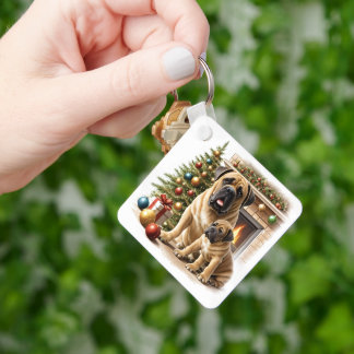 Mastiff englische Doggen Kamin Weihnachten Nyckelring