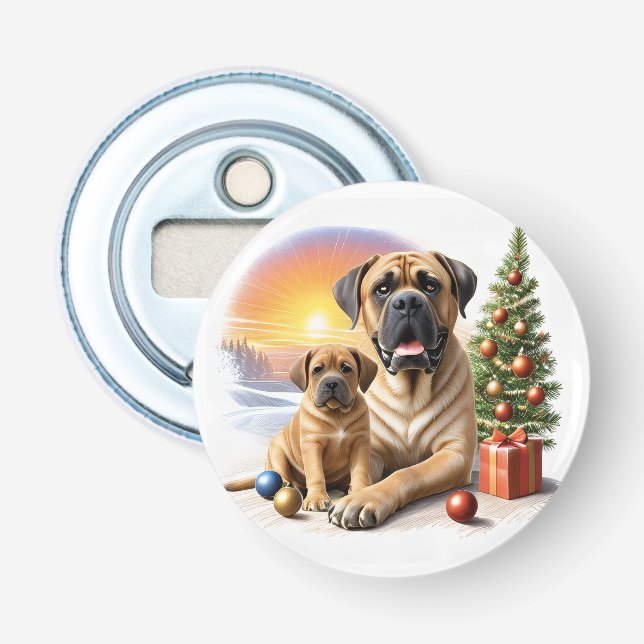 Mastiff englische Doggen Weihnachten Flasköppnare (Framsidan)