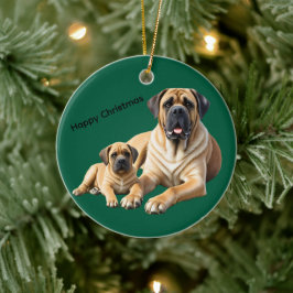 Mastiff englische Doggen Weihnachten Julgransprydnad Keramik