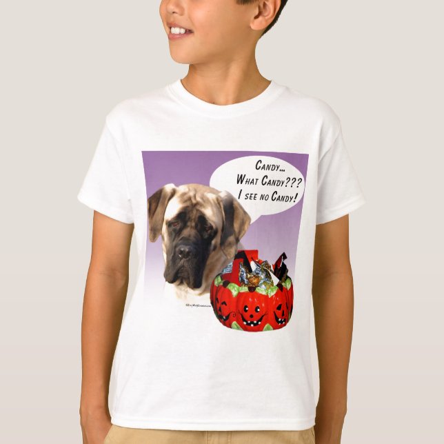 Mastiff (fawn) Halloween Candy T Shirt (Framsida)
