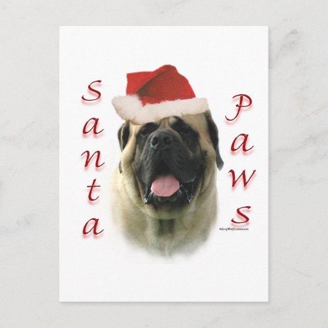 Mastiff (fawn) Santa Tassar Helg Vykort (Framsida)