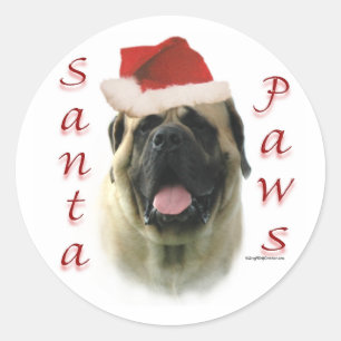 Mastiff (fawn) Santa Tassar Runt Klistermärke