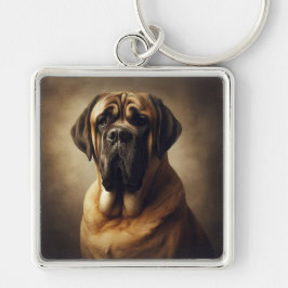 Mastiff Fyrkantig Silverfärgad Nyckelring
