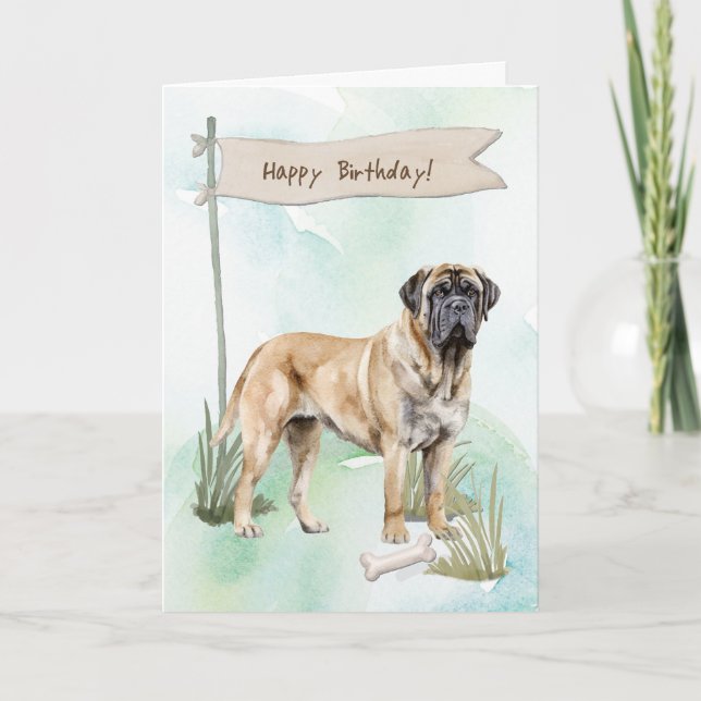 Mastiff Hund aveln utomhus under födelsedagstecken Kort (Framsida)