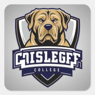 Mastiff Hund: College Logotyp Fyrkantigt Klistermärke