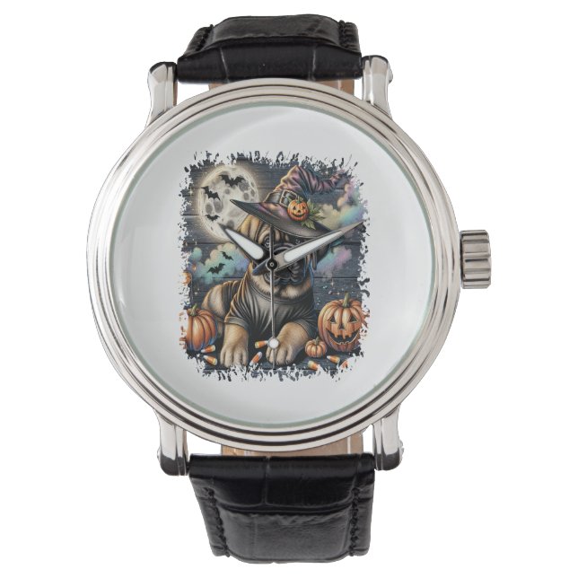 Mastiff Hund Halloween Square Armbandsur (Framsida)