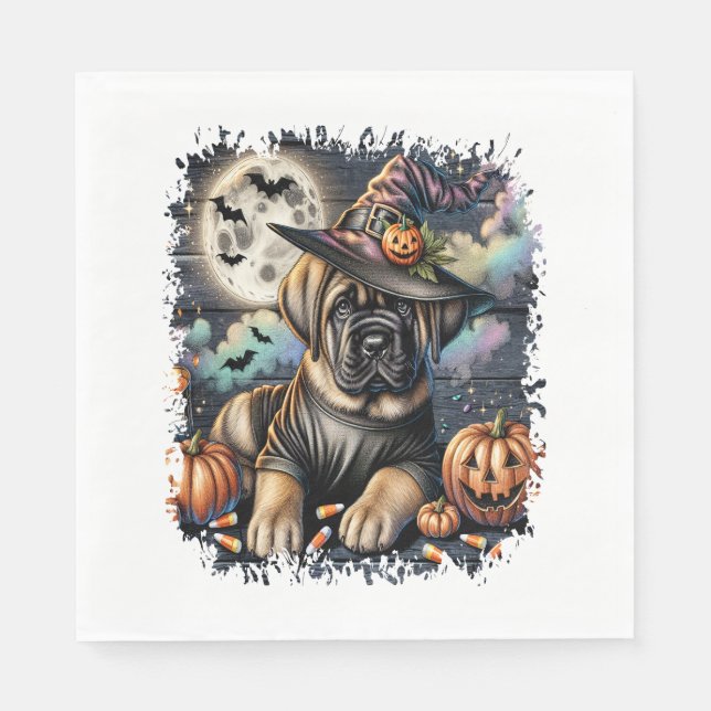 Mastiff Hund Halloween Square Pappersservett (Framsidan)