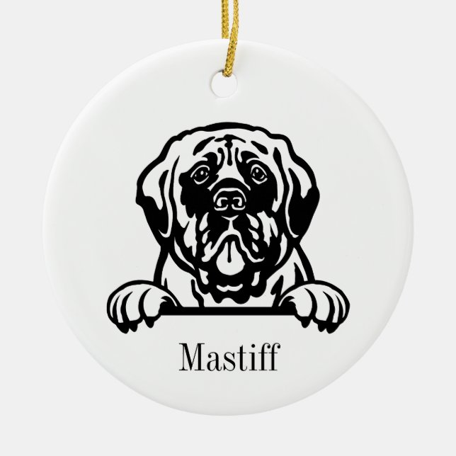 Mastiff-hund Julgransprydnad Keramik (Framsidan)
