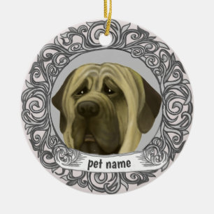 Mastiff Hund Kärleksfullt Minnes smycke Julgransprydnad Keramik