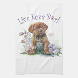 Mastiff Hund Mamma Blommig Kökshandduk