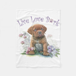 Mastiff Hund Mamma Blommigt Fleecefilt